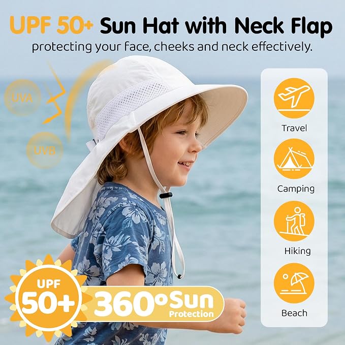 Baby Sun Hat with Neck Flap UPF 50+ - Image 2