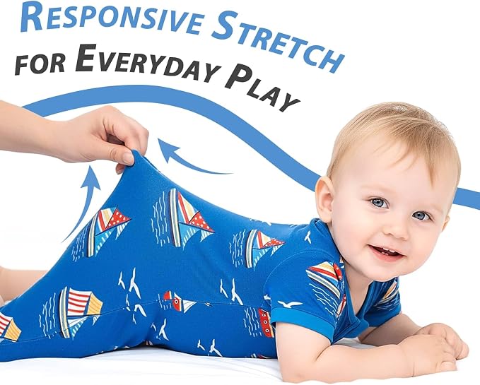 OPAWO Bamboo Sleepers for Baby Boy Pajamas Bamboo Pajamas Baby Romper 0-24M | 2 - Image 4