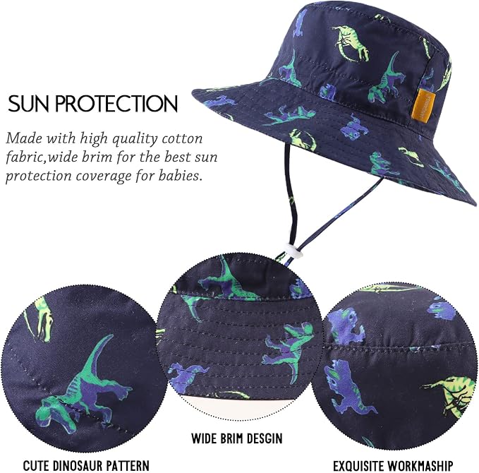 JANGANNSA Cotton Baby Sun Hat Infant Toddler Boys Girls Bucket Hats Summer Sun - Image 4