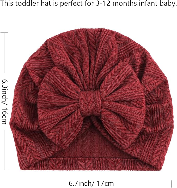 DRESHOW BQUBO 5 Pieces Newborn Baby Turban Hats Bow Baby Infant Beanie - Image 7