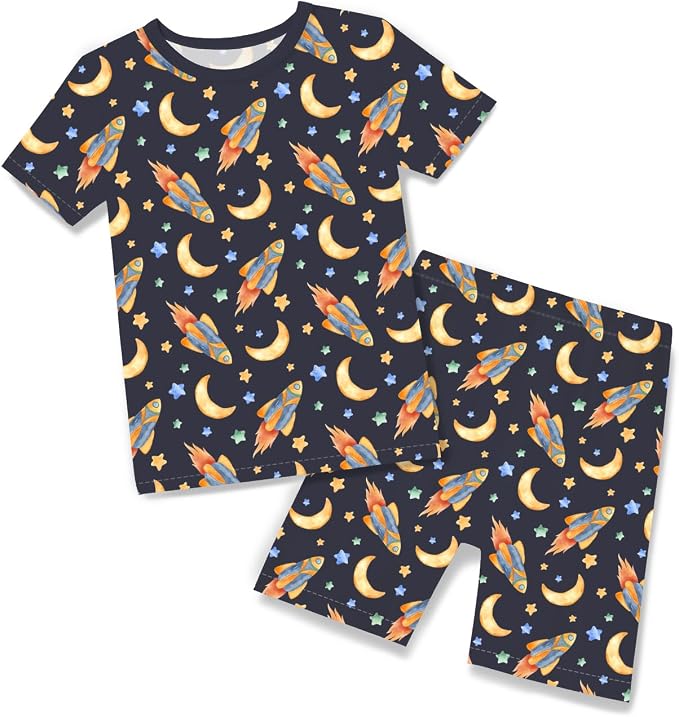 babee Reshinee Bamboo Viscose Toddler Boys Pajamas Set, Short Sleeve Kids by babeeReshinee