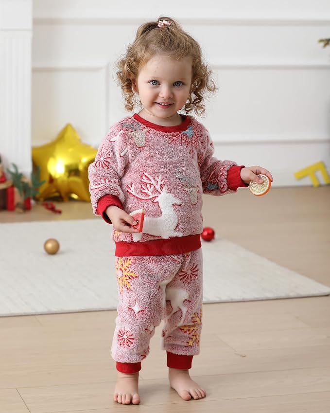 Jecson Toddler Girl Clothes Baby Girl Fleece Hoodie Outfits Thick Thermal - Image 2
