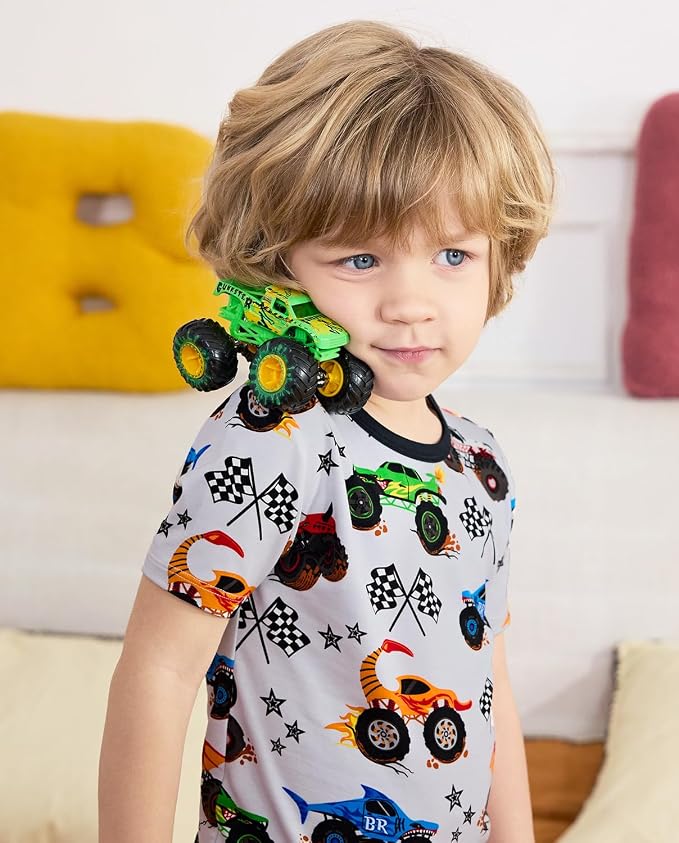 babee Reshinee Bamboo Viscose Toddler Boys Pajamas Set, Short Sleeve Kids - Image 2