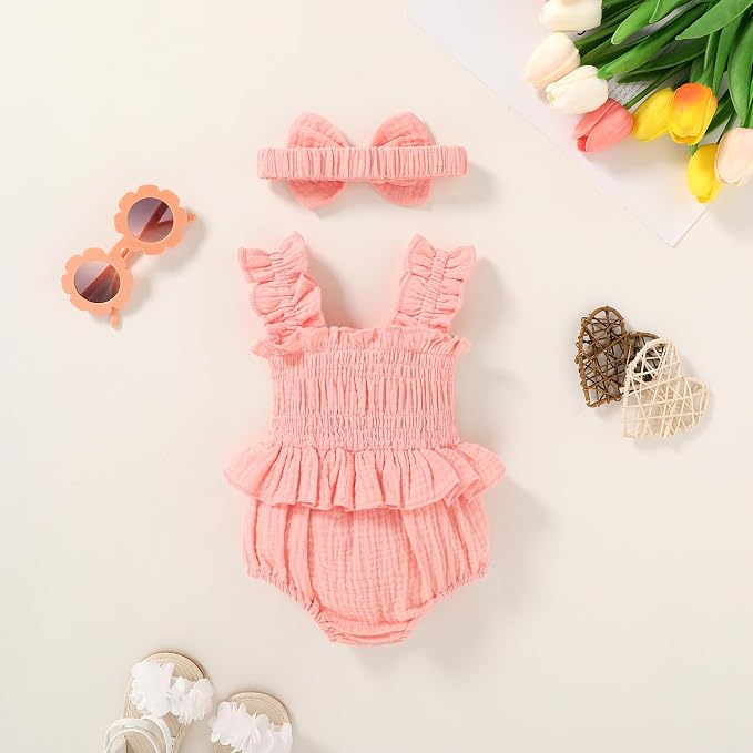YOUNGER TREE Baby girl Romper Infant Summer Clothes Ruffle Sleeveless One Piece - Image 4