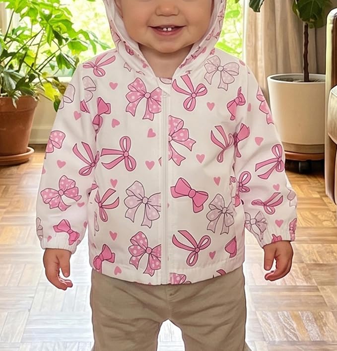 Toddler Windbreaker Jacket Baby Girl Hooded Zip Up Sweatshirt Winter Jacket - Image 3