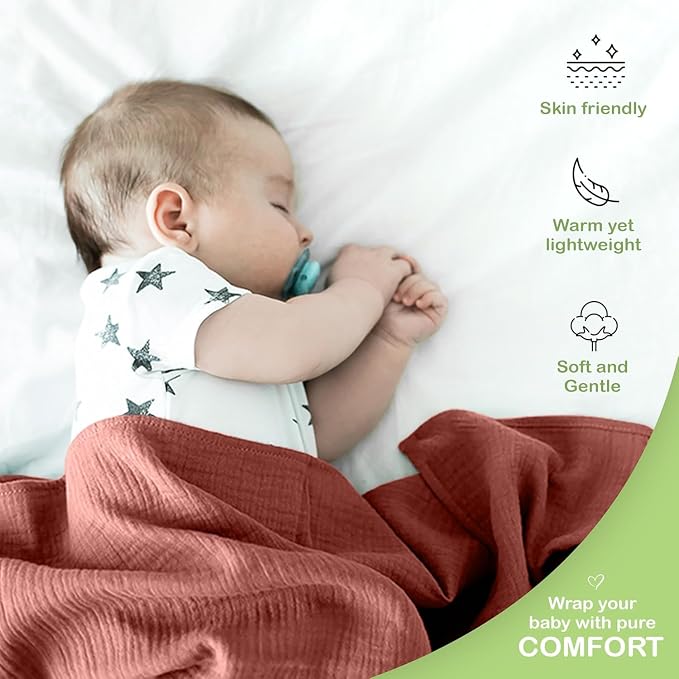 100% Organic Cotton 2 PK Muslin Baby Blanket Unisex 47x47 Inch | Oeko-TEX - Image 6