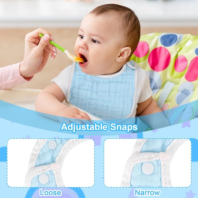 Accmor Muslin Baby Bibs, 6 Pack Soft Cotton Baby Bandana Drool Bibs - Image 4