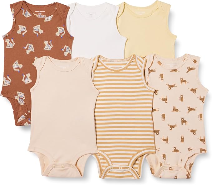 Amazon Essentials Unisex Babies' Sleeveless Cotton Rib Bodysuits by AmazonEssentials