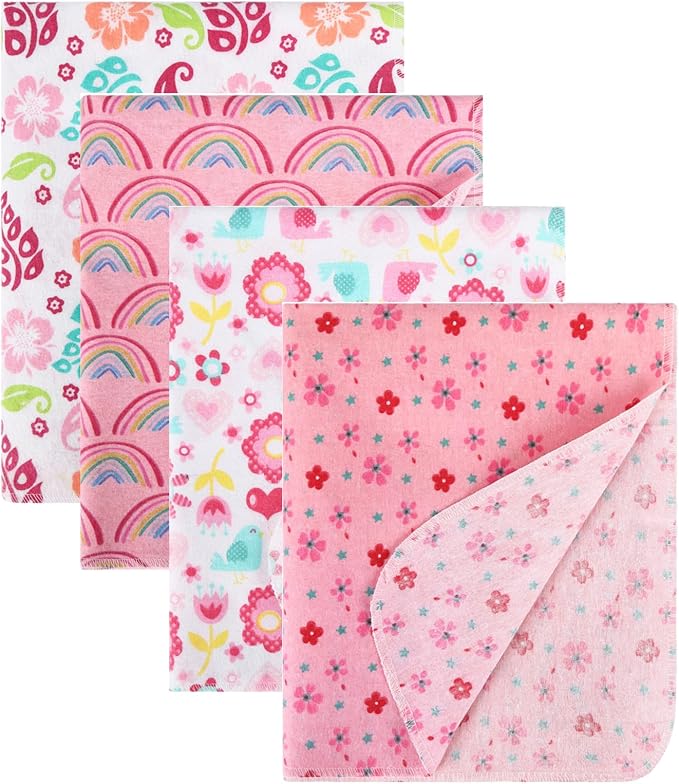 New Flannel Receiving Blankets 4 Pcs, Baby Swaddle Blankets, Infant Flannel by Unknown