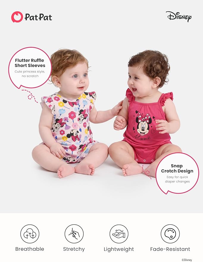 Disney Baby Girls Viscose Made from Bamboo 2 Packs Breathable Bodysuit - Image 4