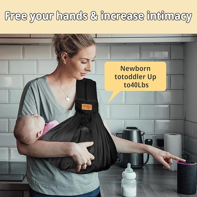 Baby Sling Carrier Newborn, Adjustable Easy Wearing Baby Nursing Warp Sling, New Mom Dad Soft Cotton Baby Front Holder Carrier for Infant Toddler Life Travel Essential Gifts