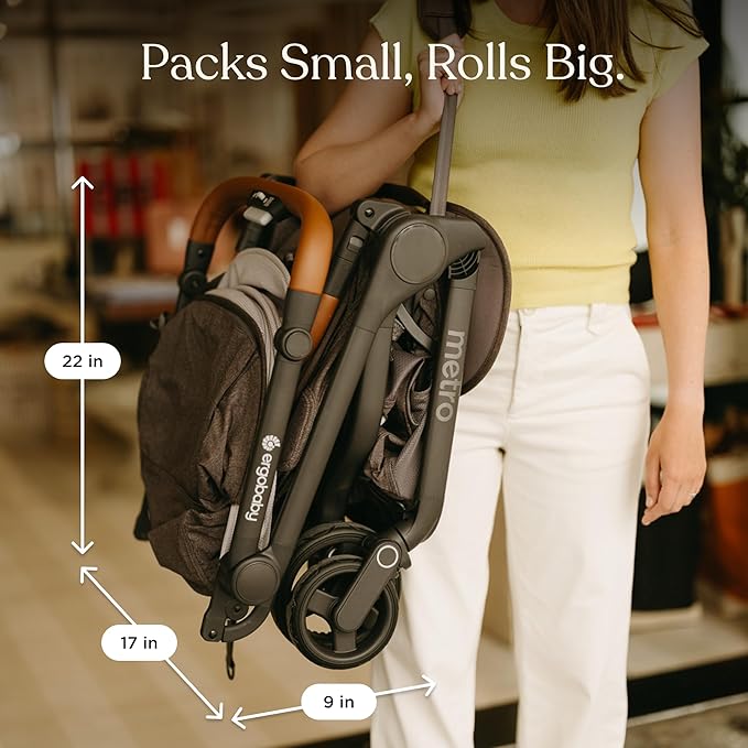 Ergobaby Metro 3 Deluxe Baby Stroller for Newborns, Infants, and Toddlers | Jet Black