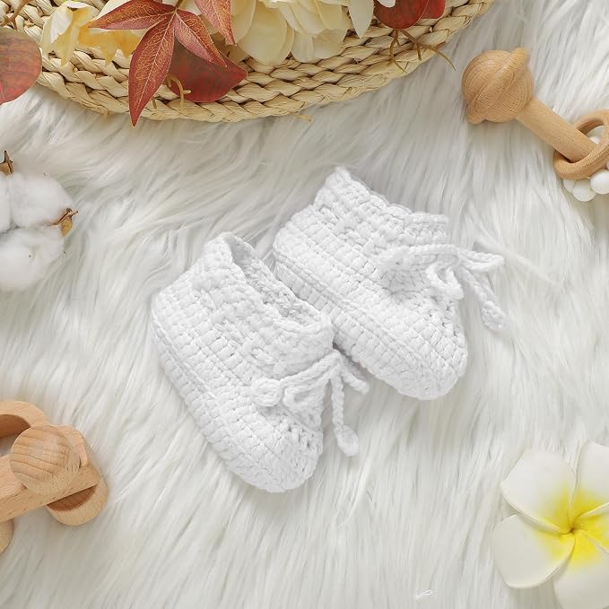 Hadetoto Baby Booties Hand Crochet Knit Cotton Bootie | Soft, Newborn First - Image 3