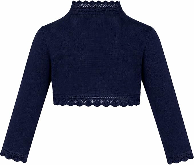 Lilax Little Girls' Knit Long Sleeve Button Closure Bolero Cardigan Shrug - Image 2