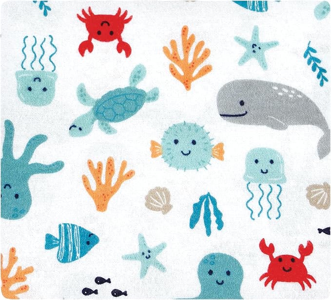 Hudson Baby Unisex Baby Cotton Flannel Receiving Blankets, Sea Characters - Image 3