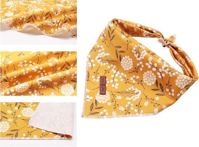 Lionet Paws Flower Dog Bandana, Fabric Yellow Dogs Kerchief - Image 7
