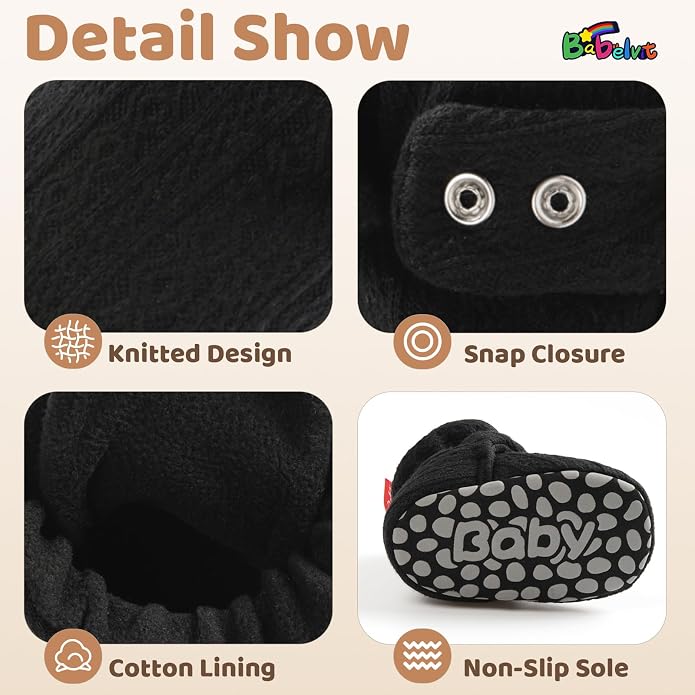 Babelvit Newborn Baby Boy Girl Soft Fleece Booties Stay On Infant Slippers - Image 5