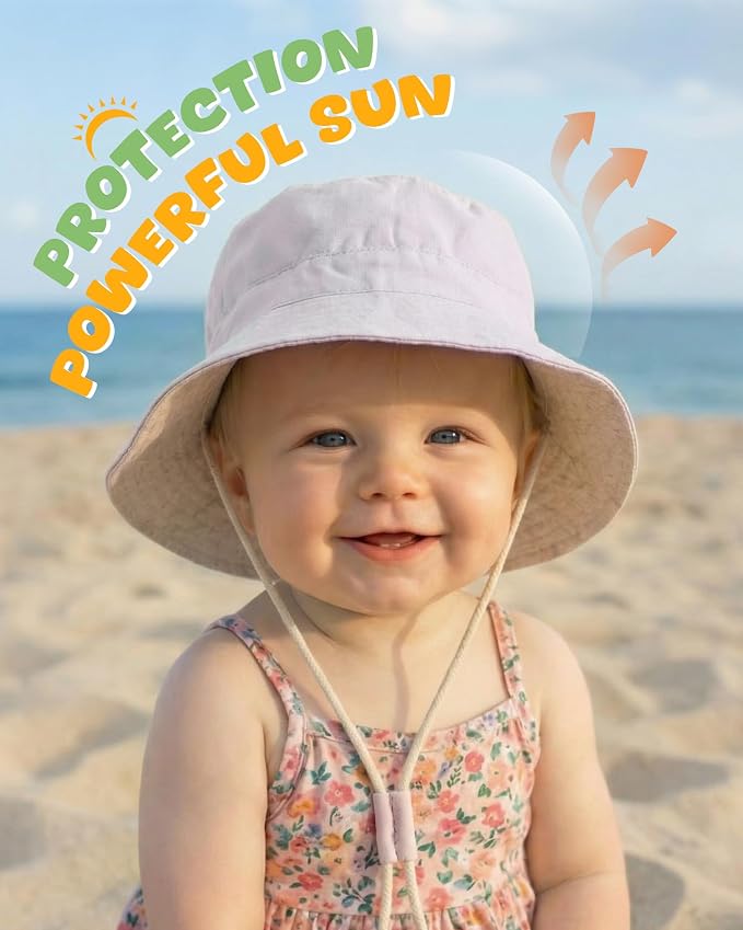 Baby Sun Hat for Toddler Kids Bamboo Rayon Bucket Hat Summer Beach Sun - Image 2
