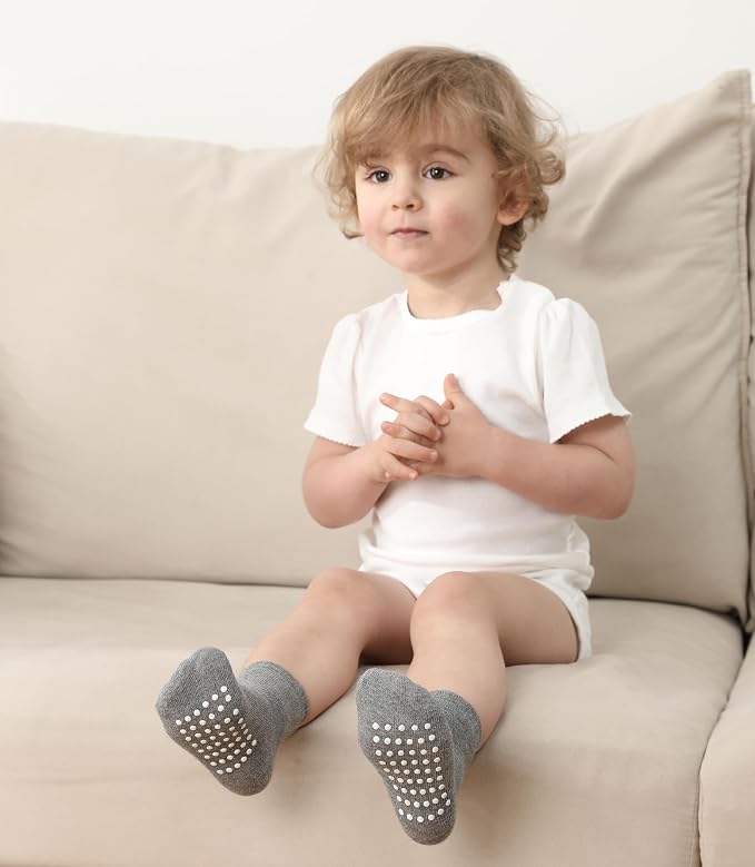 Baby Toddlers Crew Socks with Non-Slip Grip 12 Pack Cotton Stretch Socks | Soft - Image 6