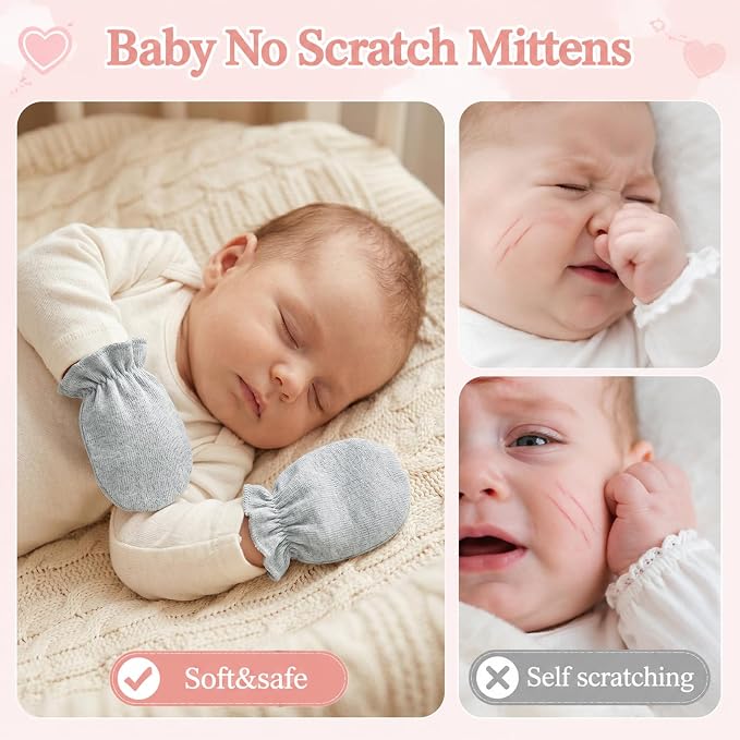 Muslin Baby Mittens for Newborn Cotton No Scratch Soft Gloves 0-6 months | - Image 4