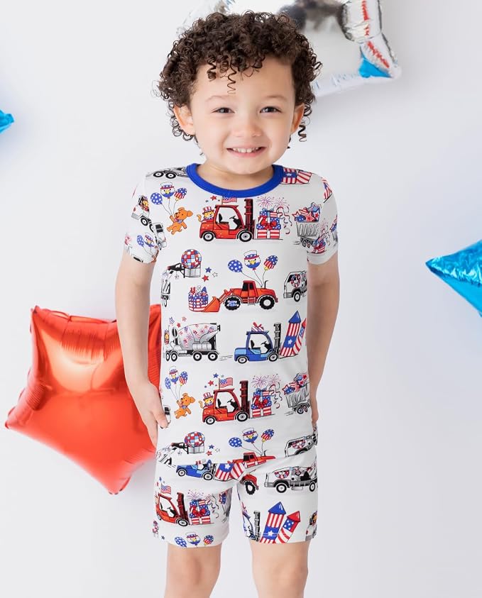 babee Reshinee Bamboo Viscose Toddler Boys Pajamas Set, Short Sleeve Kids - Image 2
