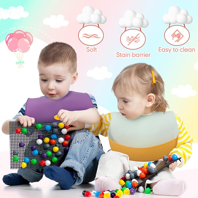Mepase Silicone Bibs Waterproof Silicone Baby Bibs Soft Adjustable Baby Feeding - Image 6
