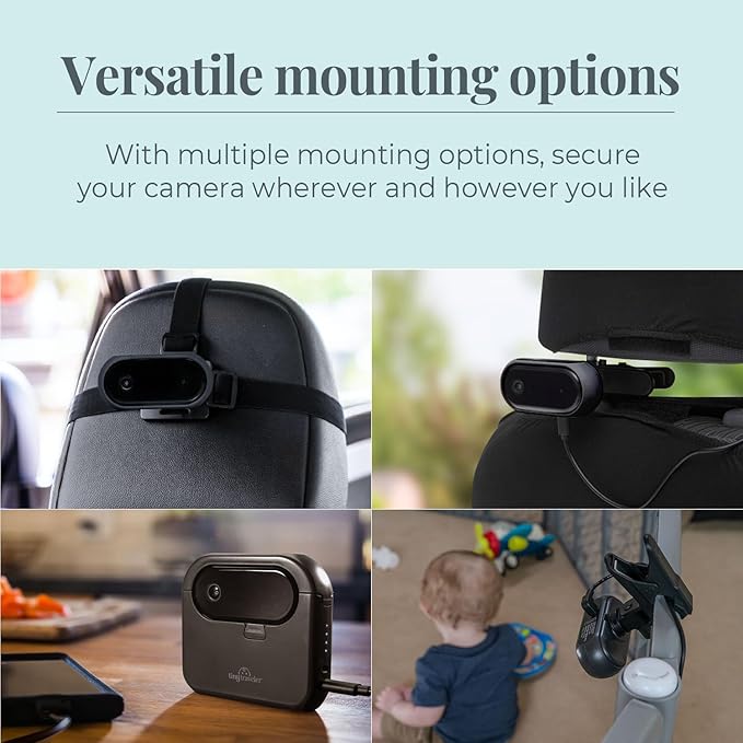 Tiny Traveler Baby Monitor Portable Baby Car Camera with Add-On Camera & Travel Kit, Night Vision HD 720p 5" Touchscreen, Battery Powered, Split-Screen, Travel Pouch Included - Black