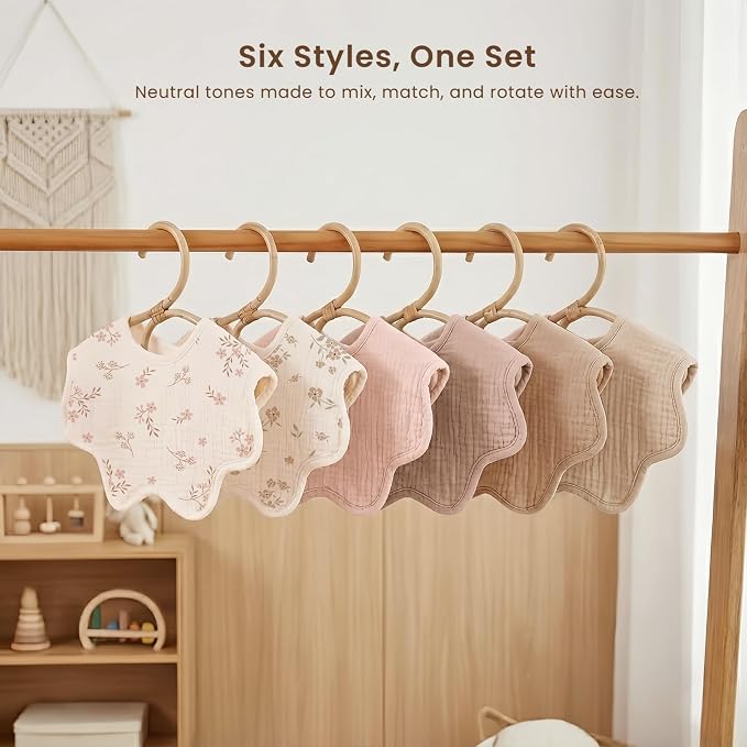 Konssy 6-Pack Muslin Baby Bandana Bibs, Drool Bibs - Image 6