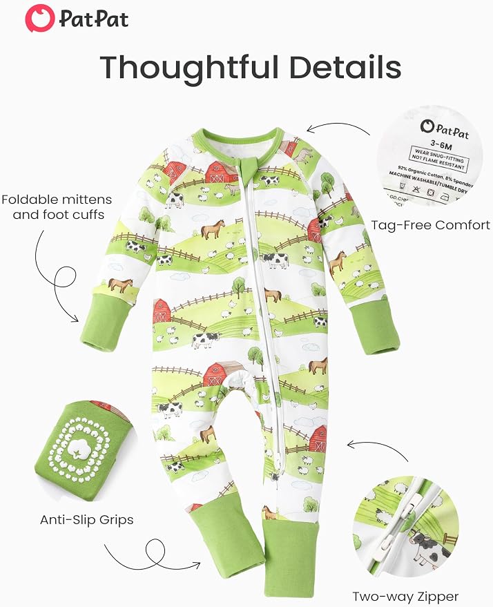PATPAT Organic Cotton Baby Footie Pajamas - Image 5