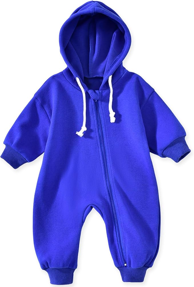 Unutiylo Unisex Baby Boys Girls Long Sleeve Infant Baby Zipper Hooded Jumpsuits by Unutiylo
