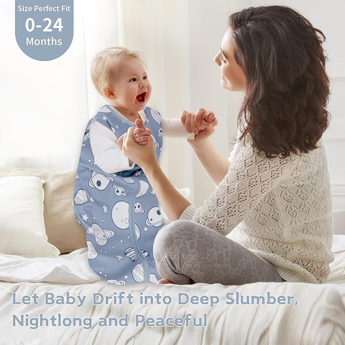 Baby Sleep Sack 6-12 Months,100% Cotton TOG 0.5 Wearable Blanket for Boys and Girls, 3 Pack 2-Way Zipper Lightweight Sleeping Bags for Toddler Newborn Infant