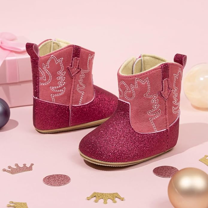 HsdsBebe Baby Boys Girls Western Cowboy Boots Infant Moccasins High Top Booties - Image 5