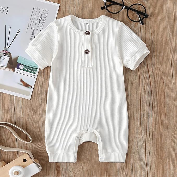 Bafeicao Baby Boy Girl 2/3 Pack Solid Romper Ribbed Short/Long Sleeve | - Image 2