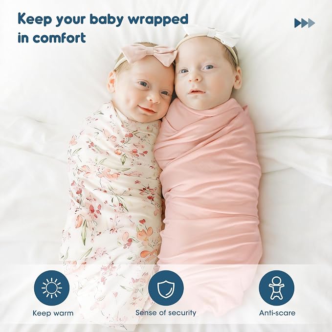 2 Pack Newborn Swaddle Blanket, Ultra Soft Stretchy Jersey Knit Extra Large - Image 3