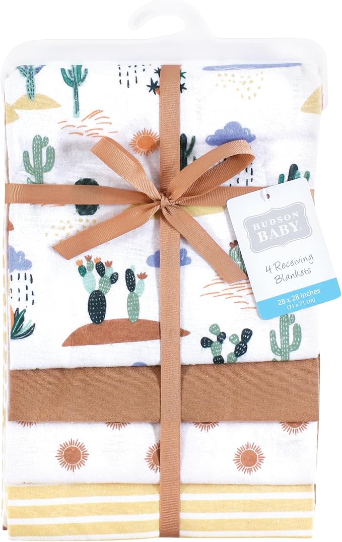 Hudson Baby Unisex Baby Cotton Flannel Receiving Blankets, Fun Desert, One Size - Image 2