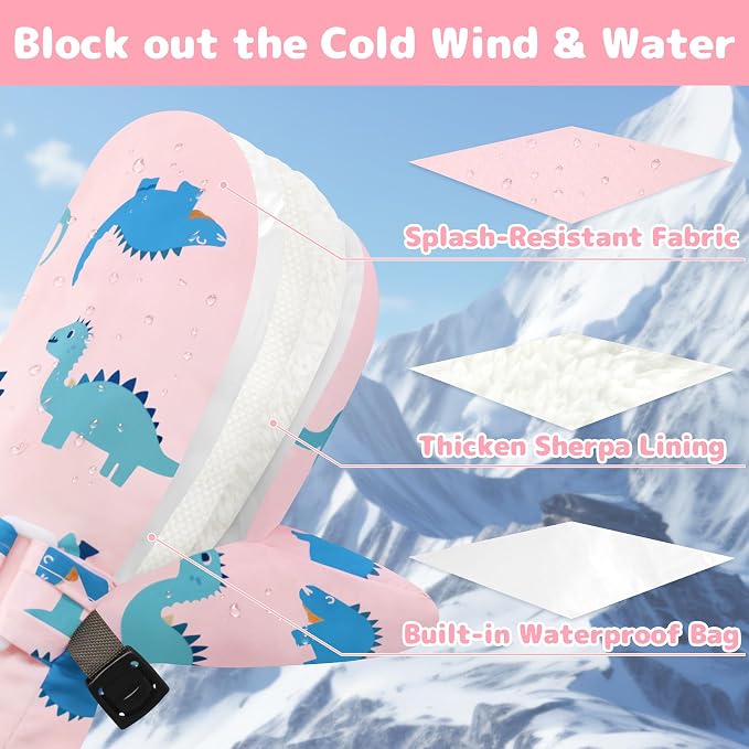 Olreco Baby Toddler Mittens Waterproof Infant Baby Winter Mittens Toddler Snow - Image 4