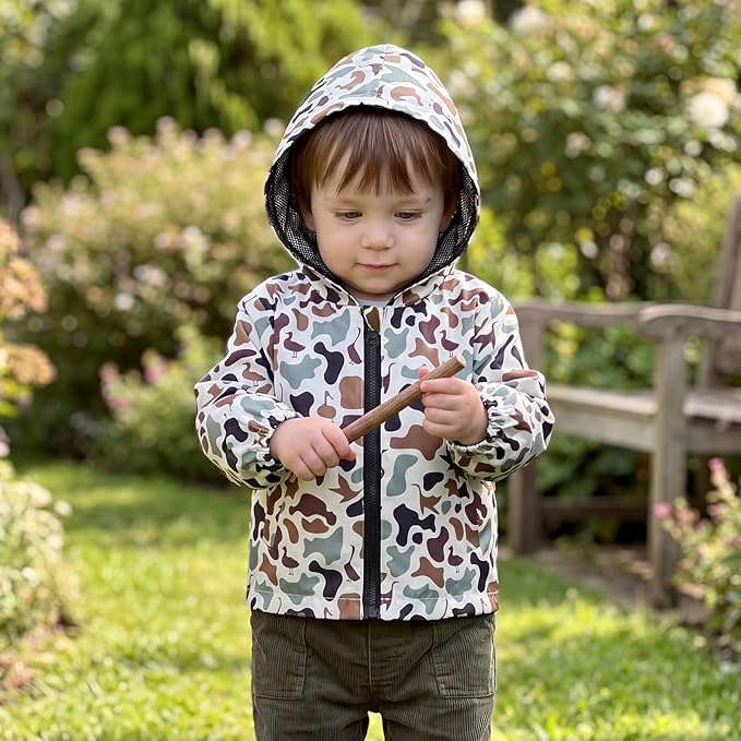 Toddler Baby Boy Lightweight Hooded Jacket Excavator Coat Outwear | Truck Print - Image 4