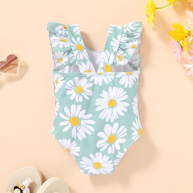 Newborn Baby Girl Ruffle Swimsuit Infant Toddler One Piece Floral Bikini Beach Bathing Swimwear Set