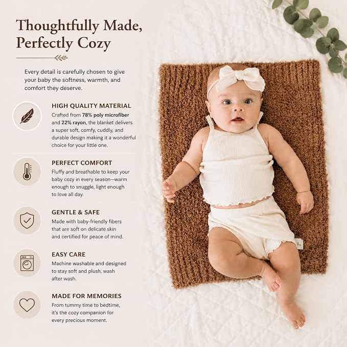 Saranoni Bamboni Baby Blanket Breathable Bamboo Soft Security Taupe Mini | - Image 5
