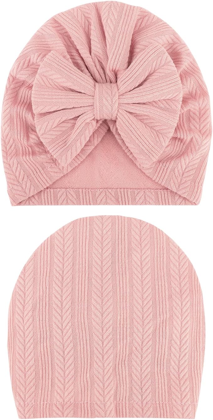 DRESHOW BQUBO 5 Pieces Newborn Baby Turban Hats Bow Baby Infant Beanie - Image 7