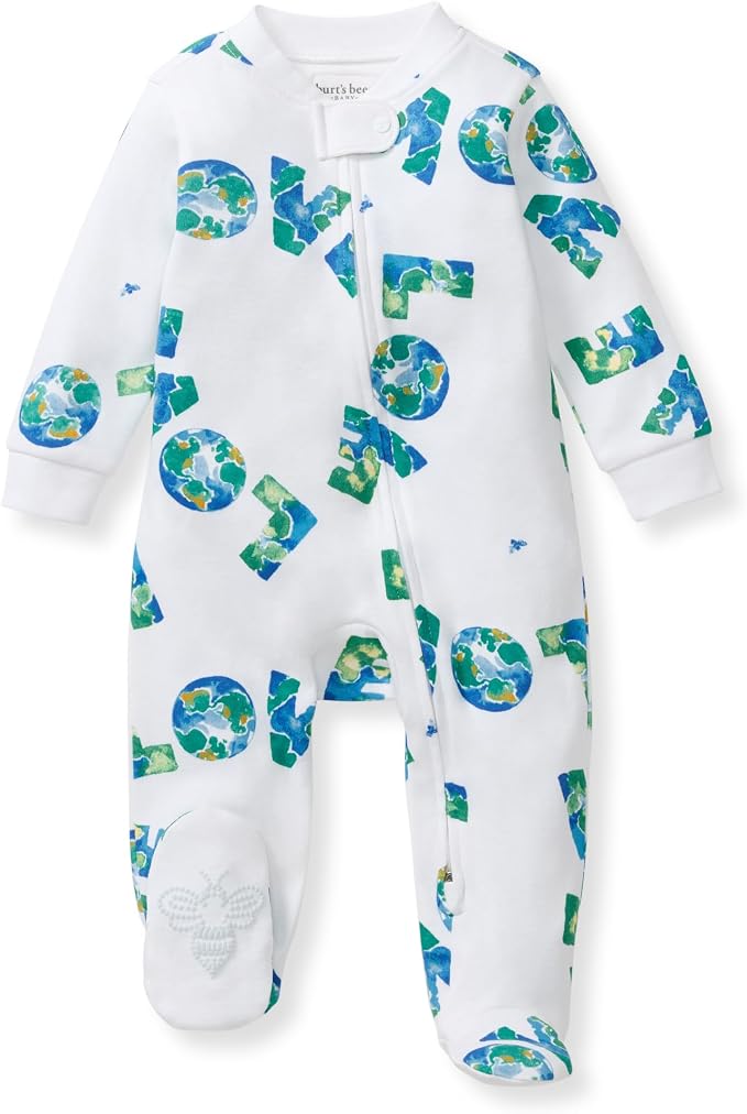 Burt's Bees Baby Boys' Organic Cotton, Sleep and Play Footed Pajamas | Easy zip by BurtsBeesBaby