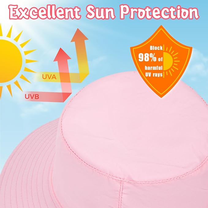 Baby Sun Hat Kids Summer Sun Protection Toddler Bucket Hat Wide Brim Adjustable - Image 5