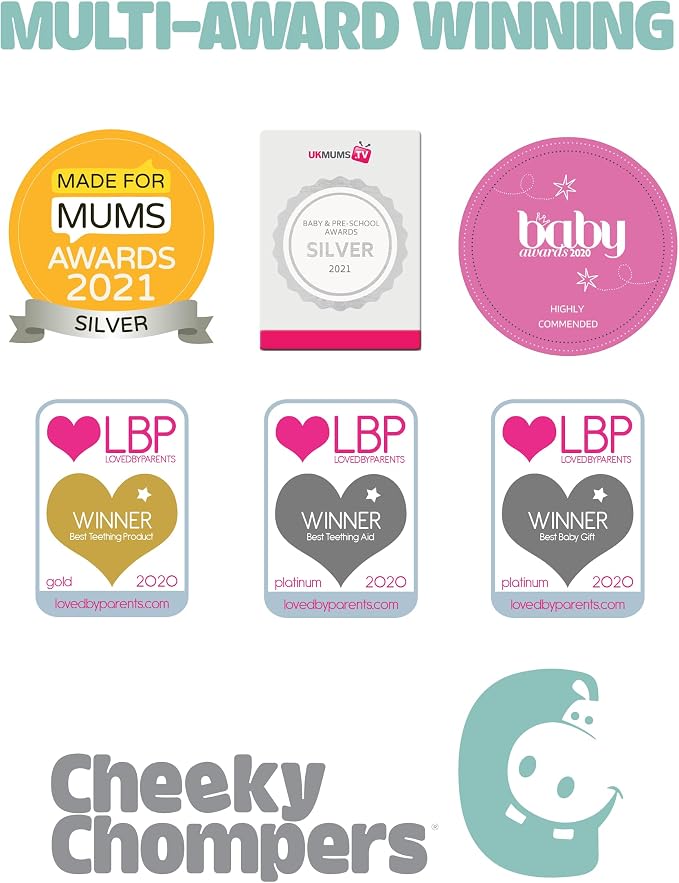 Cheeky Chompers Neckerchew Teething Bib, 2-in-1 Bandana Style Bib w/Food Grade - Image 6