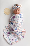 Newborn Baby Swaddle Set Headband Beanie and Name Card by Vollmic