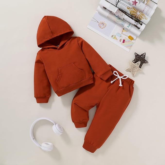 Happy Town Baby Fall Outfits for Girl Boy Long Sleeve Hoodie Top and Long - Image 2