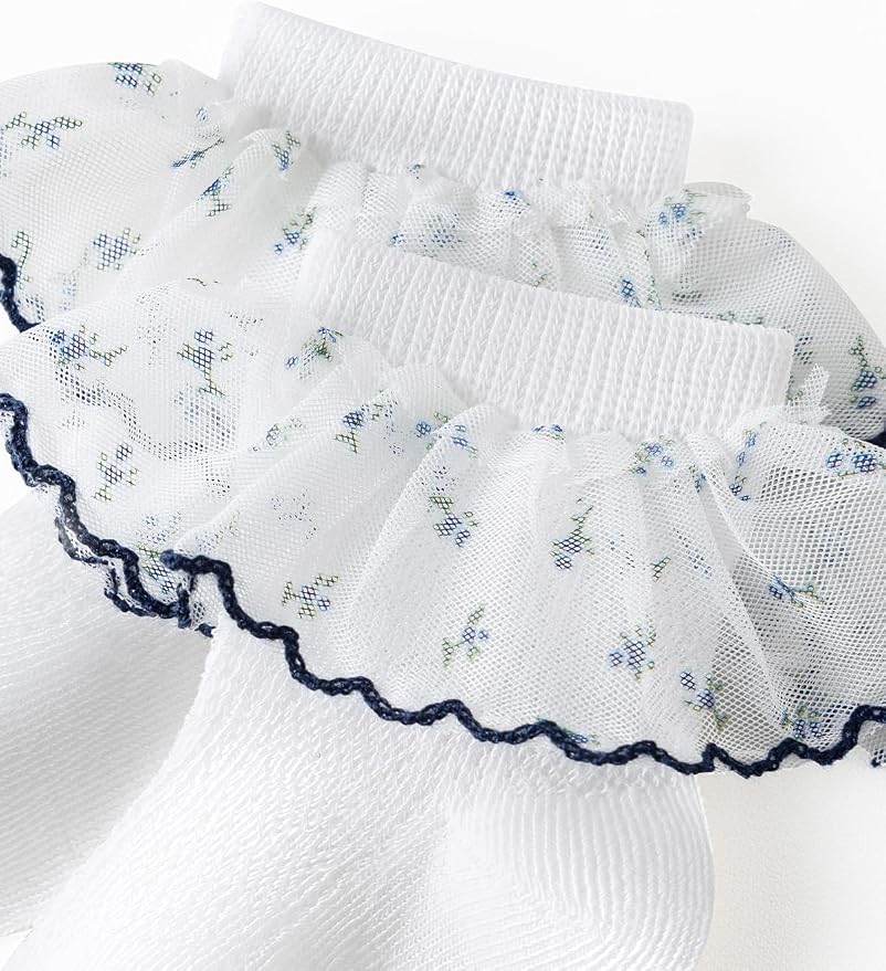 Baby Girls Socks with Bow Infant Breathable Mesh Ruffle Lace Sock - Image 5