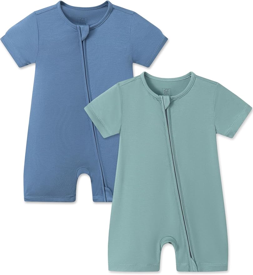 JunNeng Short Sleeve Romper, Rayon from Bamboo Baby Boy Sleeper Jumpsuit by JunNeng