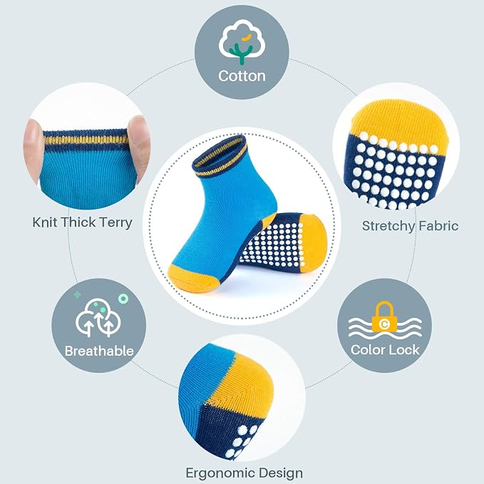 Baby Toddlers Crew Socks with Non-Slip Grip 12 Pack Cotton Stretch Socks | Soft - Image 4