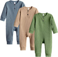 Bafeicao Baby Boy Girl 2/3 Pack Solid Romper Ribbed Short/Long Sleeve | by Bafeicao