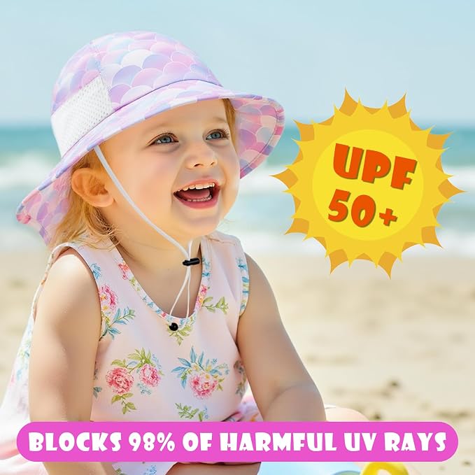 Toddler Baby Sun Hat Kids Summer Beach Essentials Adjustable Beach Hats - Image 3